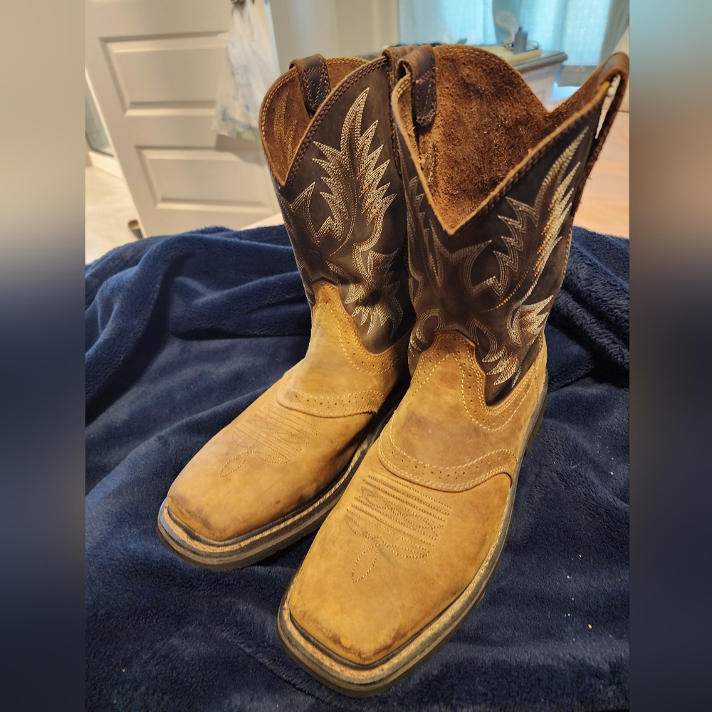 Ariat leather work boots for men.